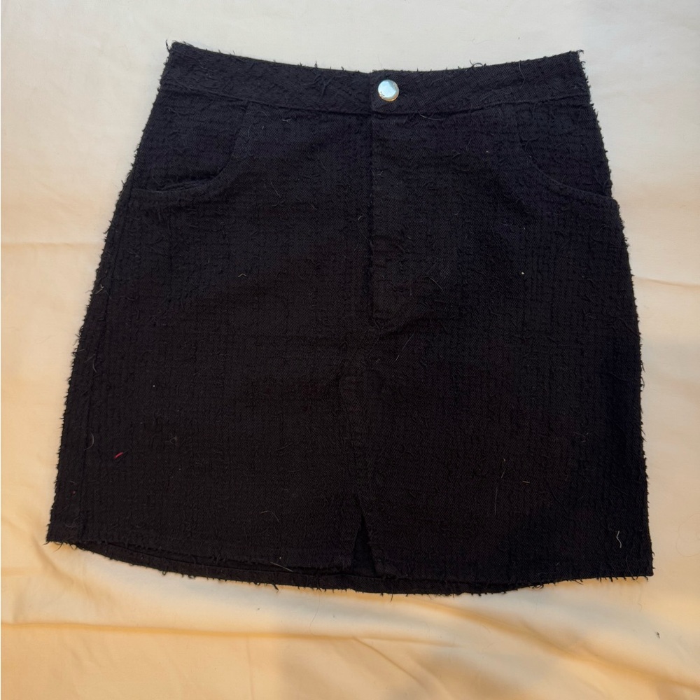 Zara NWT Black A-Line Mini Skirt Tweed XS Edgy Fashion Staple